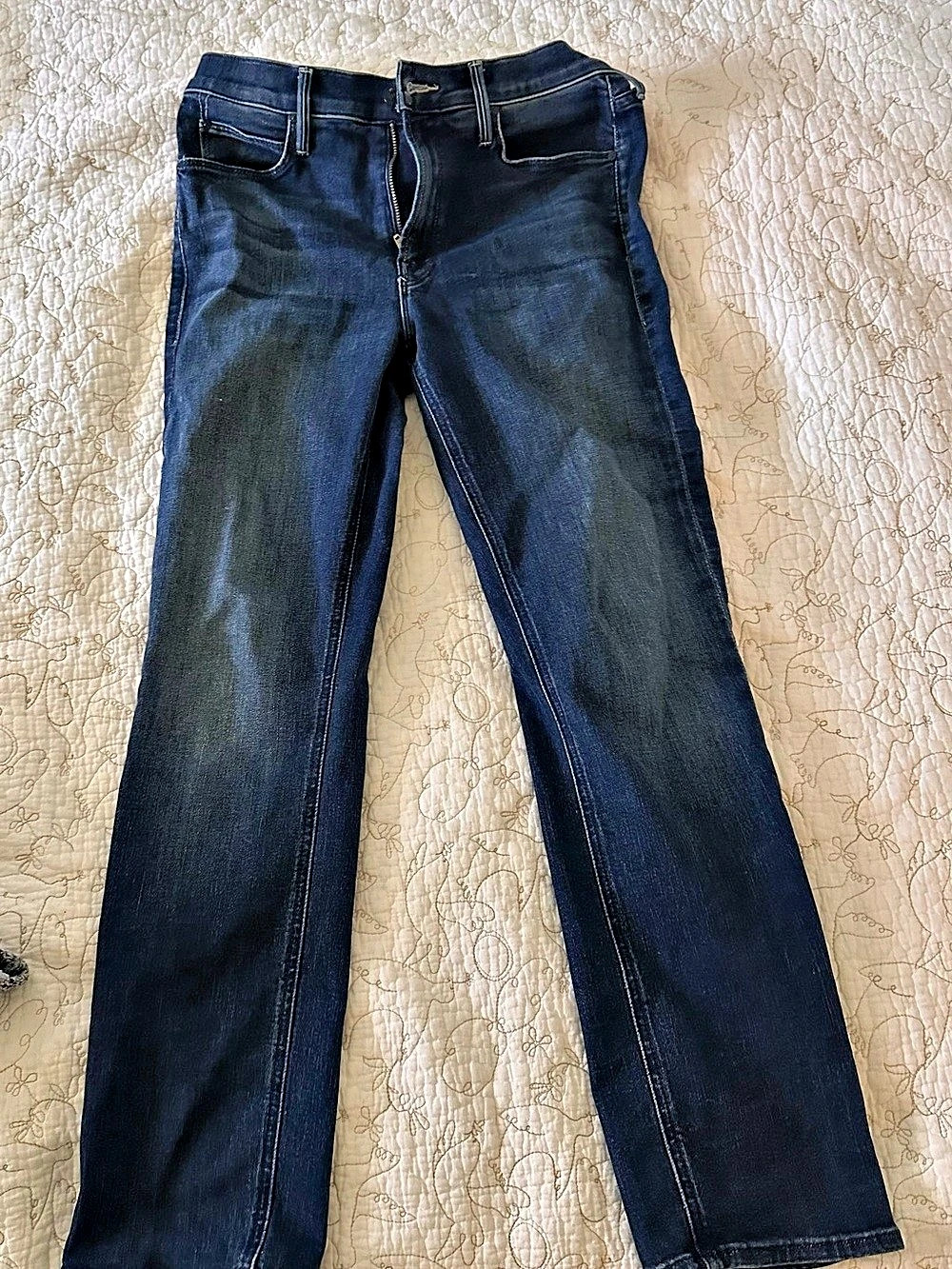 Mother The Dazzler Ankle Mid Rise Straight-Leg Jeans Blue Waist 27